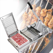 Manual Bamboo Skewer Maker for BBQ, Speed 10 Strings in 1 Minute, Builtin Buckle Lock, Ergonomic Design