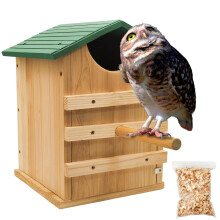 Outdoor Cedar Owl House with Stable Bird Display Stand and Mounting Screws for Garden