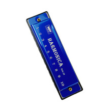 Premium 10-gaats mondharmonica met kam van metaal en-Blauw