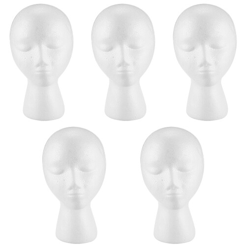 5X  Foam Mannequin Wig  Display Hat Cap Wig Holder White Foam 1