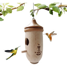 Wooden Hummingbird House Outdoor Nest, Weather‑Resistant Hanging Bird House for Wren Swallow Finch