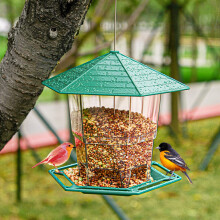 Large Capacity DoubleDeck Hanging Bird Feeder with Secure Latch and Retractable Design