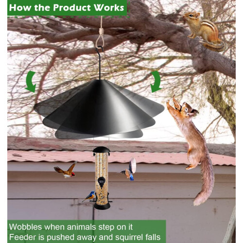 19 Inch Squirrel Proof Baffle for Bird Feeders, Rustproof Pole Guard for Shepherd Hooks Black 2