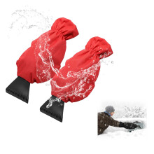 Snow Shovel Glove with Ice Scraper, Thick Waterproof 2 in 1 Red Winter Car Snow Removal Tool