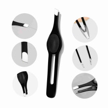 2Pcs Stainless Steel Slant Tip Tweezers, 9.61.6cm, Non-Slip Grip