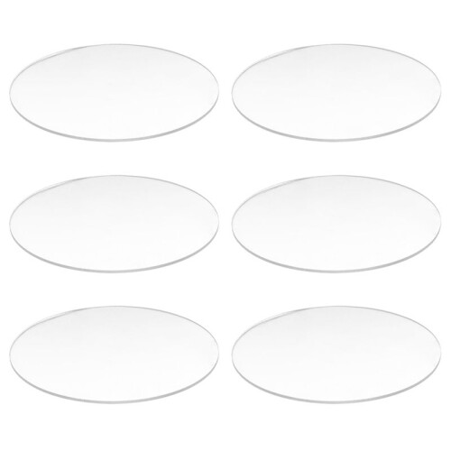 6X Transparent 3mm Thick Mirror Acrylic Round Disc Diameter:85mm