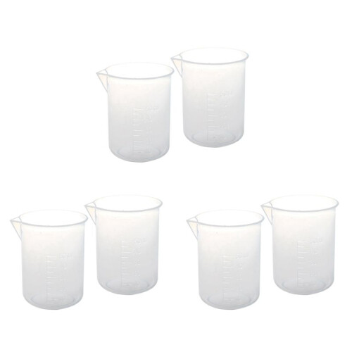 6 Pcs 50 Ml Laboratory Plastic Water Liquid Measuring Cup Transparent