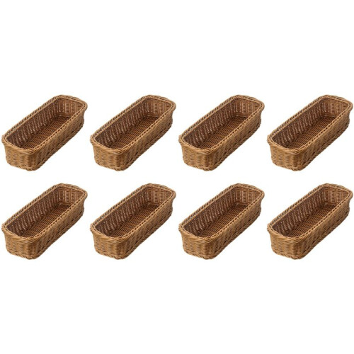 8X Desktop Cutlery Storage Basket Woven Basket Restaurant Tableware Drain Storage Box Tableware Storage Basket, Brown