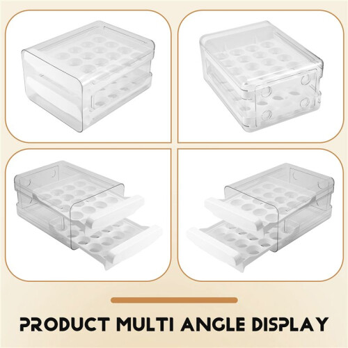 Egg Container for Refrigerator, 40 Grid/2 Layer Egg Holder for Refrigerator, Egg Drawer for Refrigerator, Egg Fresh Box 2