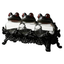 Handcrafted Witchy Frog Spice Jars Clear Seasoning Jars 3pcs Frog Spice Jar Set Spice Containers for Salt Pepper