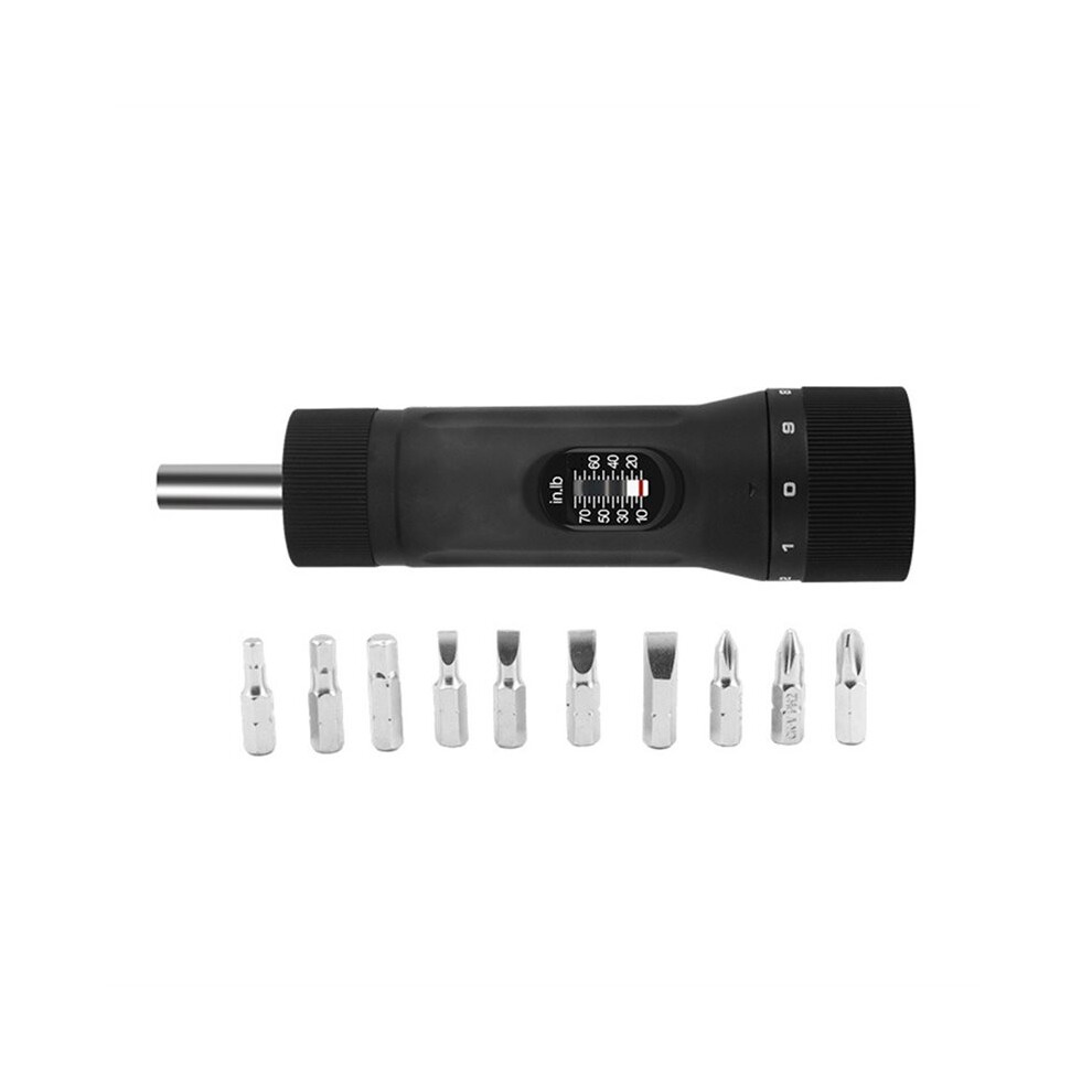 Torque Screwdriver 1/4" Drive Screwdriver Torque Wrench Driver 10Pcs Bits Set With 10-70 In-Lbs Torque Range 4712847547933