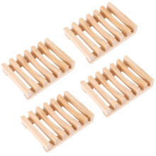 4 Pieces Wooden Soap Case Holder Natural Rectangular Wood Soap Dish Holder For Kitchen Bathroom Sponge Scrubber Soap