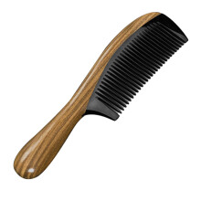 Wooden Fine Tooth Hair Comb Green Sandalwood Detangling No Static Buffallo Horn