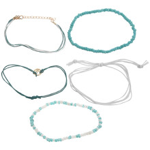Beach Green Rope Wave Pendant Anklets For Women Wave Surfer Layered Anklet Bracelet Boho Foot Jewelry