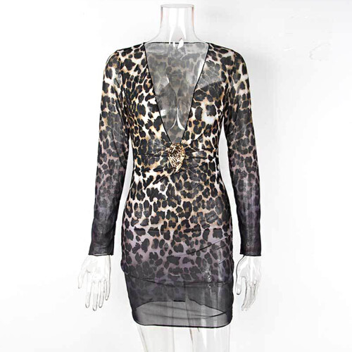 Cover up Garment Quick Drying Fabric Breathable-leopard print S 2