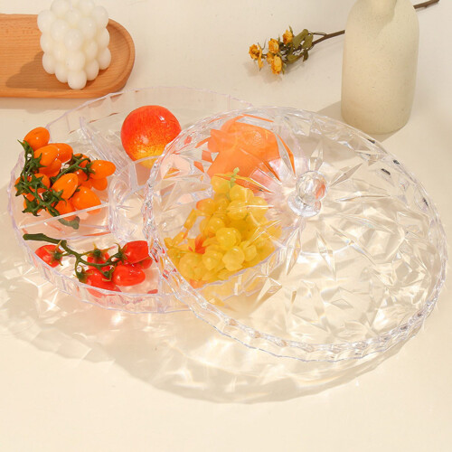 Snack Serving Tray Luxurious Plate Fruit Nuts Sweet Kitchen Candy Storage Tray with Lid(B)