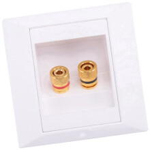 8X Wanddose Wand Anschluss Anschlussdose Port mit 2 Buchse Fuer Bananenstecker Lautsprecher-Weiss