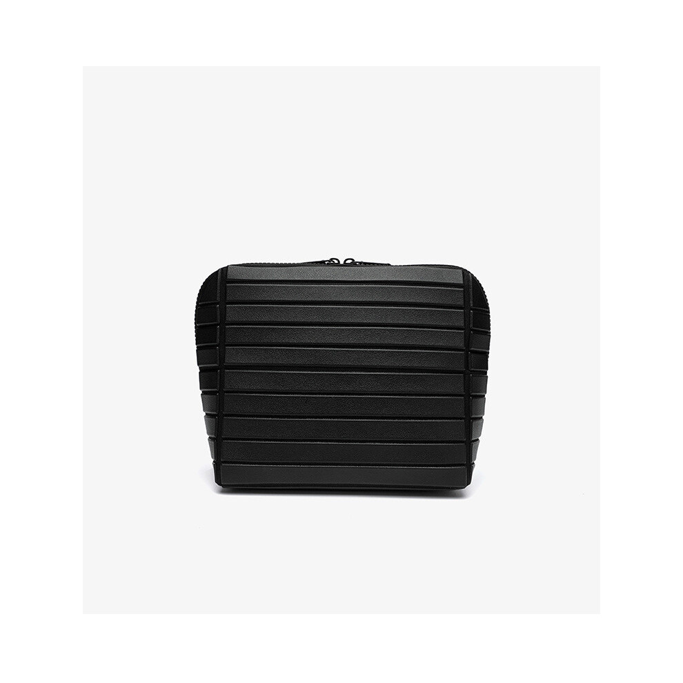 Black ( Stripes) Pvc Organizer Travel With Large Capacity And Striped Design For Use Women Daily