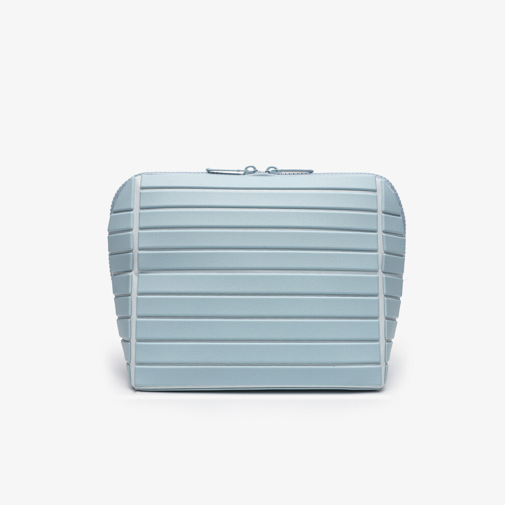 Blue ( Stripes) Pvc Organizer Travel With Large Capacity And Striped Design For Use Daily Women