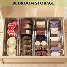 Adjustable Foldable Storage Bins Drawer Organizers Clear Drawer Organizers for Bedroom, Kitchen, Office