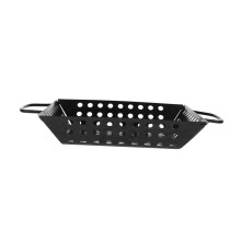 Nonstick BBQ Grill Basket Square Grilling Tray with Roasting Rack Heat Resistant Easy Clean