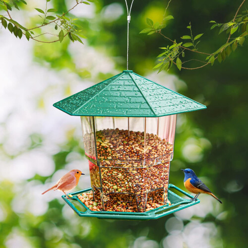 Large Capacity DoubleDeck Hanging Bird Feeder with Secure Latch and Retractable Design 1