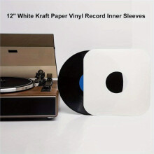 50 PCS 12 Inch Vinyl Sleeves Round Corner Paper LP Inner Sleeves Album Covers Center Hole for Record Protection