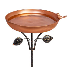 Outdoor Metal Pedestal Bird Bath with Stable 4Prong Base, Golden Cast Iron 12in Bowl for Garden