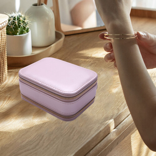 Jewelry Casket Cosmetic Storage Box Makeup Packing Organizer Multi-Function Earrings Ring Container Case Portable Leather 2
