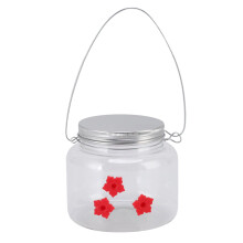 Hanging Bird Feeder with Red Flowers and 3 Ports, 475ml Outdoor Garden Easy Fill Design