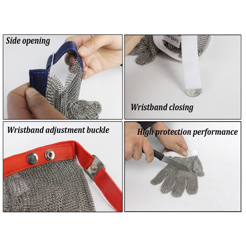 Cut Resistant Gloves Level 9 Protection with Adjustable Metal Buckle for Kitchen Meat Processing and Workshop Use, 4PCS Medium 2