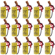 (15Pack) BR2/3A 3V 1600mAh Lithium Battery with Brown Plug, Reliable Industrial Backup Power for PLC and CNC Systems