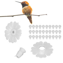 30 Pack White Hummingbird Feeder Replacement Flowers and Ports for Bird Feeders