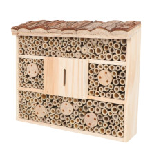 Wooden Bee Hotel for Garden Boosts Pollination Rustic Insect House for Bees and Butterflies