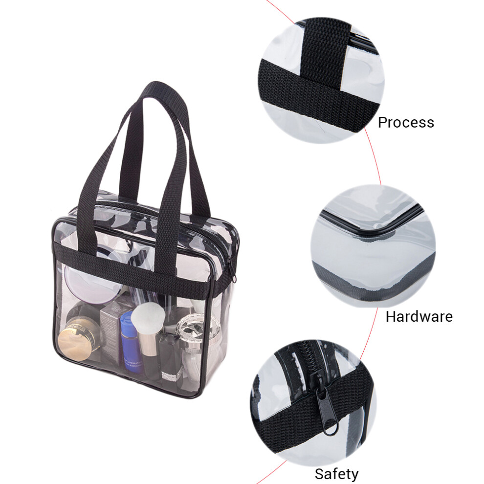Black Large Capacity Pvc Transparent Cosmetic Bag 30X30x10cm & Clear