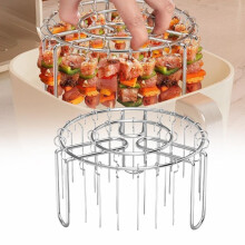 24pcs Stainless Steel Air Fryer Kebab Rack with Skewers, Vertical Stand for Even Cooking