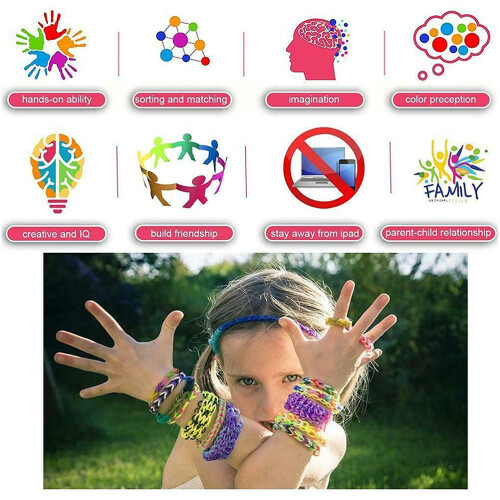 Rainbow Braided Rubber Bands Kit for DIY Bracelets, TPR Materials 1
