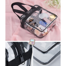Große Kapazität PVC-Transparente Kosmetiktasche 30x30x10cm Reise-Organizer Schwarz & Klar