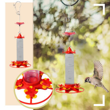 Hummingbird Feeder Cylindrical Hanging Bird Feeder for Outdoor Garden Patio Balcony, Easy Refill