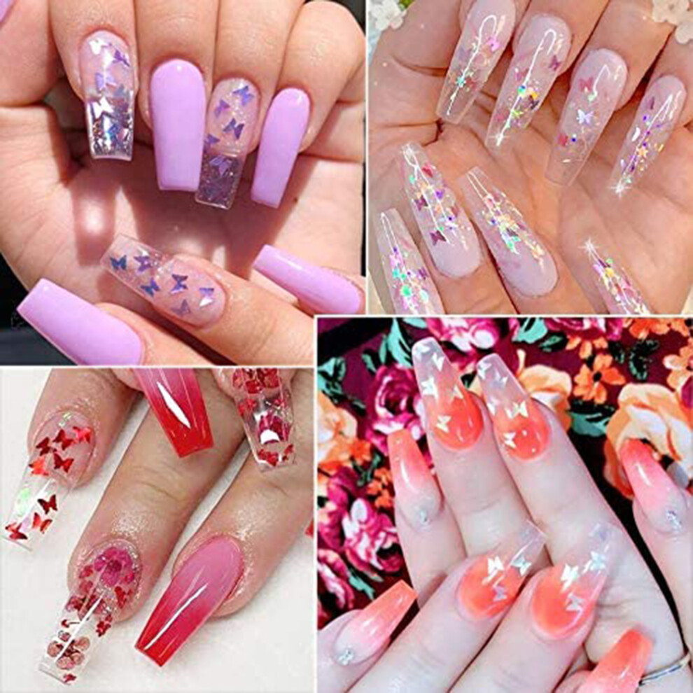 12 Colors Butterfly Glitter Nail Sequins Confetti Sticker 13cm Pack