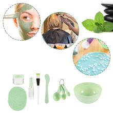 9Pcs Green DIY Face Mask Set with Mixing Bowls, Brushes & Tools
