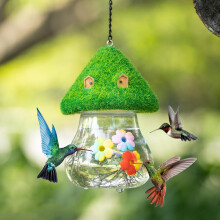 Hummingbird Water Feeder Outdoor Hanging Mushroom Shape Bird Dispenser for Garden Durable Easy Refill