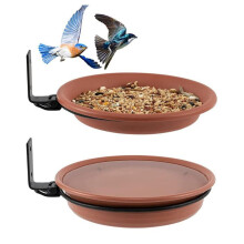 Bird Feeder Tray and Tree Mounted Bird Bath, Outdoor Plastic Feeding and Water Bowls, 4PCS Set