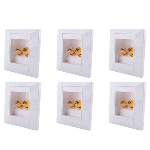6X Wall Socket Connection Port with 2 Jack Speaker White