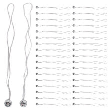 36 Pcs Mirror Disco Costume Necklaces 70s Disco Party Necklaces 1.18 Inch Silver Disco Necklaces