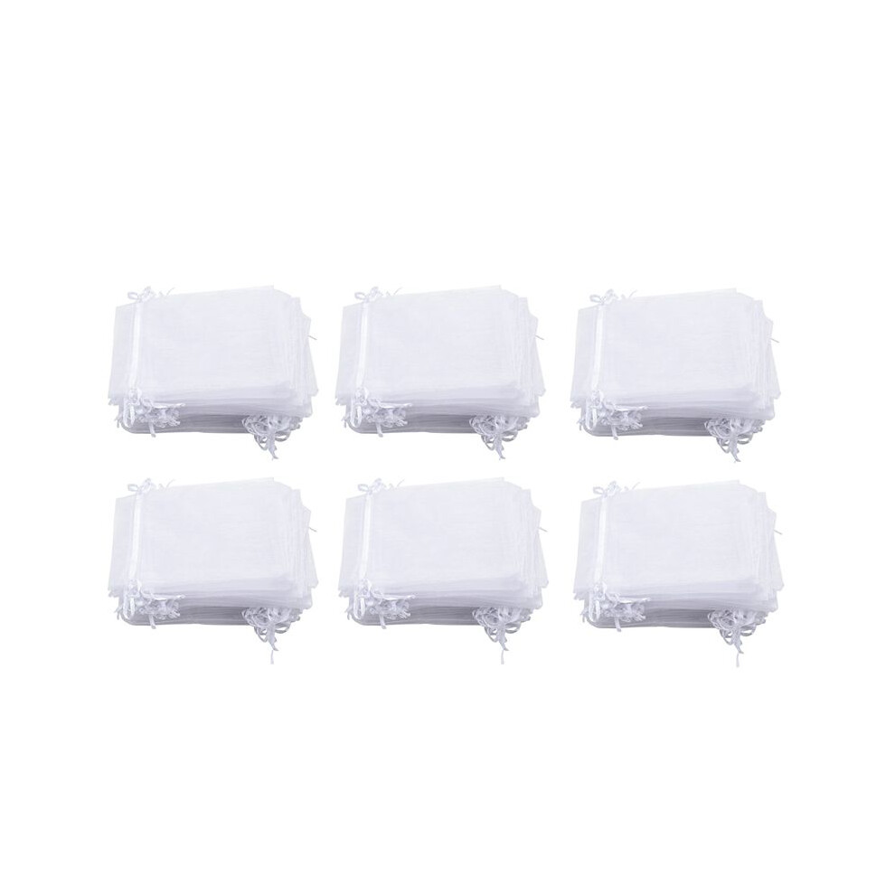 300 Pieces 4 By 6 Inch Organza Gift Bags Drawstring Jewelry Pouches Wedding Party Favor Bags (White) White Brecantia