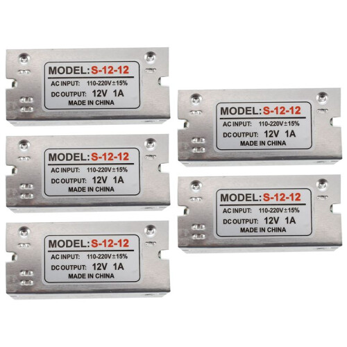 5X Voltage Trasformatore Alimentazione Ac 110 / 220V A  12V 1A Argento
