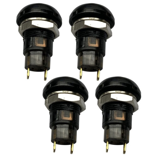 4X -Off Latching Waterproof 12mm Push Button  SPST 2A IP67, Black