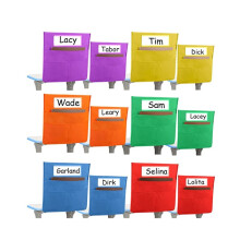 12 Pack Chairback Buddy Pocket Chart, Chair Pockets for Classrooms, Pocket Chart with 3 Heavy Duty Storage Pocket