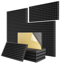 12Er-Pack Selbstklebende Pyramiden-Schallschutzschaumplatten, 24 X 12 X 2 Zoll Akustikplatten, Zur GeräUschabsorption und UnterdrüCkung